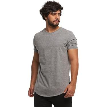 Imagem de Camiseta Camisa Blusa Oversized Longline Masculina Swag (BR, Alfa, GG, Regular, Cinza Grafite)