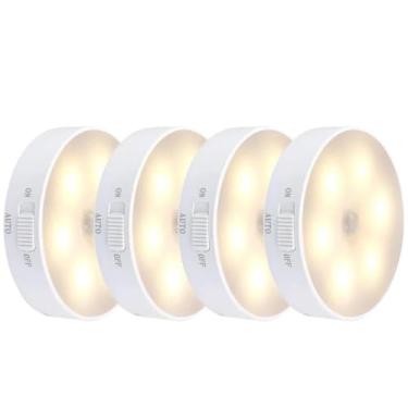 Imagem de Kit 4 Luminária Led inteligente Sem Fio Com Sensor de Presença Movimento Recarregável Com Cabo USB Para Closet Armário Corredor Escada Quarto De Bebê Criança