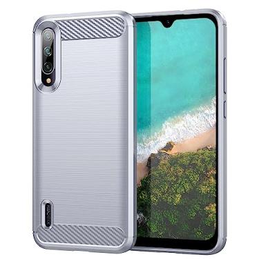 Imagem de Capa de celular para Xiaomi A3, fibra de carbono refinada, anti-queda, anti-impressões digitais, proteção total cinza