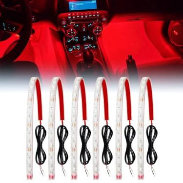 Imagem de Qasim Tira de luz LED para carro 12 V vermelho 32 cm para carrinho de golfe barcos underglow veículo caminhão automotivo van motocicleta iluminação para pés IP67 à prova d'água, pacote com 6