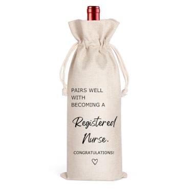 Imagem de LANBAIHE Sacola de vinho de enfermeira registrada, presente de enfermeira, presente para escola de enfermagem, presente para enfermeira registrada, graduação RN, presente