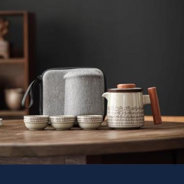 Imagem de Conjunto de chá de viagem, um bule de três xícaras, portátil, Kung Fu