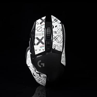 Imagem de BTL Adesivo de fita adesiva de mouse para Logitech G502 Hero SE feito à mão antiderrapante para chupar suor conjunto branco