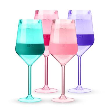 Imagem de Host Copos de vinho com haste Wine Freeze, conjunto de 4 copos refrescantes presentes para esposa, para mãe, presentes para mulheres, matizados