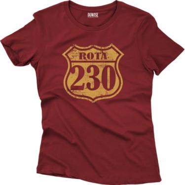 Imagem de Camiseta Algodão Feminina Rota 230 Tamanho:M;Cor:Vinho