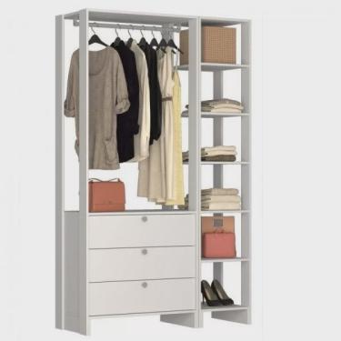 Imagem de Closet Modulado 2 Peças com 1 Cabideiro 3 Gavetas e 7 Nichos Yes