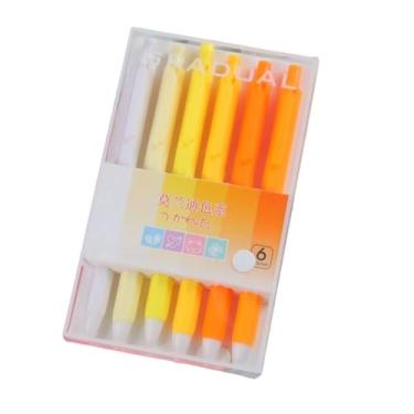 Imagem de Joucien 6 peças/caixa - 0,5 mm Morandi Color Press Caneta neutra Criativa Estudante Prensa Plástico Conjunto de Canetas Neutro - Laranja Morandi (pacote com 6)