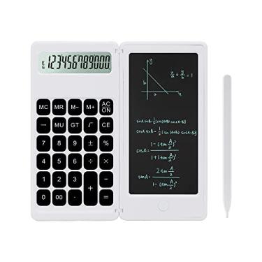 Imagem de Calculadora de mesa, pequenas calculadoras de mesa com bloco de notas, calculadora básica de 4 funções de matemática grande, material escolar para crianças, estudantes do ensino fundamental/médio