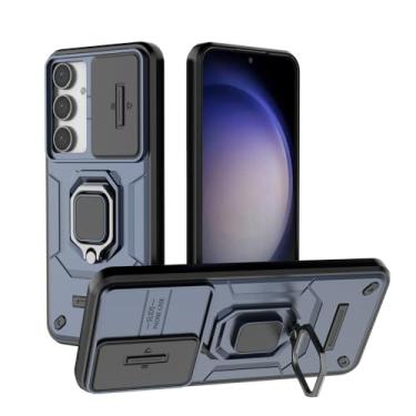 Imagem de Capa de suporte compatível com Samsung Galaxy M35 5G, com capa de lente de câmera deslizante compatível com Samsung SM-M356B/DS Galaxy M35 5G / SM-M356B capa azul