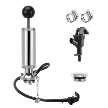 Imagem de Bomba de torneira de cerveja com rosca de 10 cm, bomba de barril para mini Kegerator, bomba manual de piquenique para festa com 2 torneiras de cerveja e mangueira de cerveja, bomba Kegerator, torneira