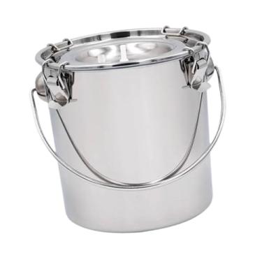 Imagem de Gralara Máquina de Ordenha de Balde de aço Inoxidável Peças de Máquina de Ordenha Fazenda Portátil Suprimentos de Ordenha Elétrica Balde único, para, 5L