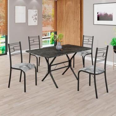 Imagem de Conjunto Sala de Jantar Mesa Retangular 120x75cm Tampo Pedra Ardósia I