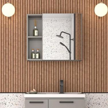 Imagem de Espelheira para banheiro com Armário em Aço Ameixa - Cozimax