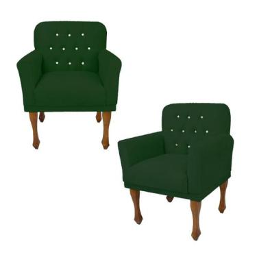 Imagem de Kit 2 Poltrona Estofada Para Sala Comercial Anitta Suede Verde LM DECO