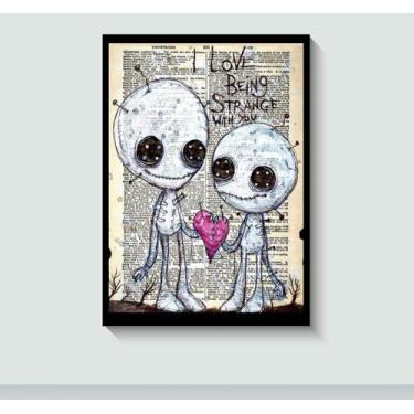 Imagem de Quadro Decorativo Emo Bonequinhos com Moldura E Acetato Tamanho A3 - R