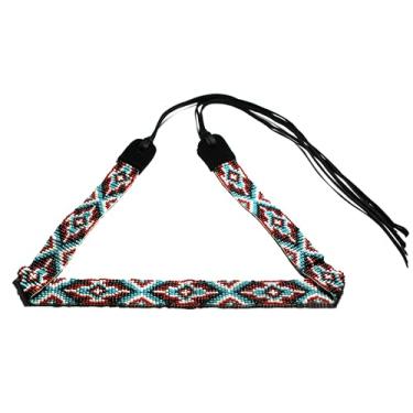 Imagem de Faixa de chapéu com contas, estilo nativo americano, cowboy do sudoeste, feita à mão, cabeça/chapéu coleção [] (vermelho e preto)