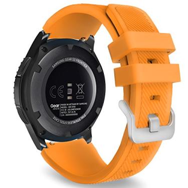 Imagem de MoKo Pulseira compatível com Samsung Galaxy Watch 3 de 45 mm/Gear S3 Frontier/Classic/Galaxy Watch 46 mm/Huawei Watch GT2 Pro/GT 46 mm/GT2 46 mm/Ticwatch Pro 3, pulseira de silicone compatível com pulseira de 22 mm, laranja