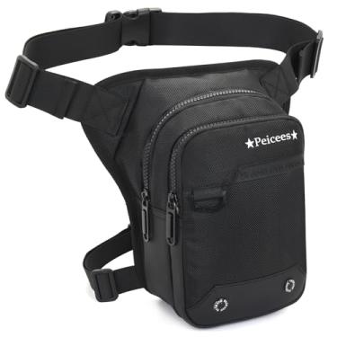 Imagem de Peicees Bolsa de perna para homens com alça de perna com alça de perna, mochila de motocicleta, pochete feminina, bolsa de quadril para caminhadas, ciclismo, pesca