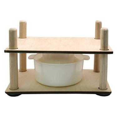 Imagem de Prensa de queijo para fazer queijos de 30 cm – Kit para fazer queijos com prensa de queijo de madeira e 1 molde de queijo de 1,2 L – Prensa de cheese para fazer queijo doméstico Guias de madeira