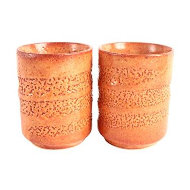 Imagem de Mino ware Par de Cerâmica Japonesa Xícara de Chá Curta Yunomi Chawan feita no Japão (Importação do Japão) SZY104 (Akashino Orange)