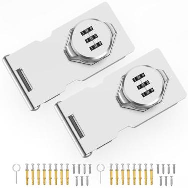 Imagem de MeBantoo Fechadura de porta com combinação, trava de ferrolho de senha de armário doméstico pequeno de 8,9 cm, fechaduras de armário com código para porta de celeiro, geladeira, galpão, gavetas (prata