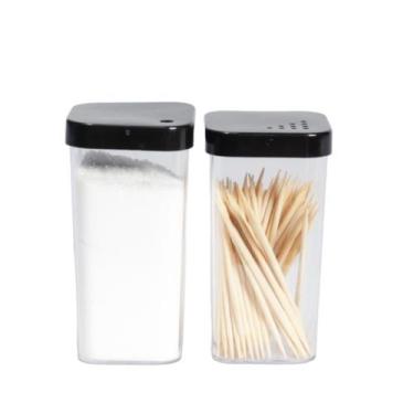 Imagem de Kit Saleiro e Paliteiro Em Plástico mesa Decorado - Micromax, KIT PRET