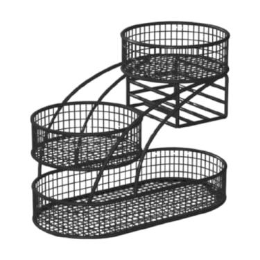 Imagem de Ioensy Cesta de frutas de 3 camadas, fruteira, suporte para fruteira, arame de ferro, multiuso, tigela de vegetais para pão, vegetais, festa, Preto