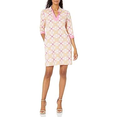 Imagem de Foxcroft Vestido feminino plus size com medalhões de manga 3/4, Champanhe rosa, PP
