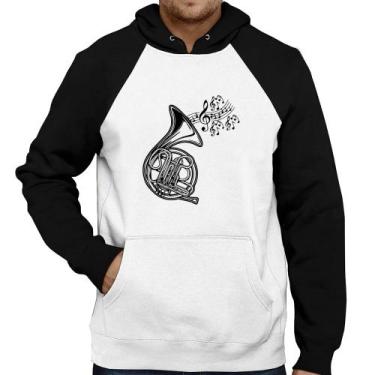 Imagem de Moletom Trompa Notas Musicais - Foca na Moda, Branco, Preto, GG