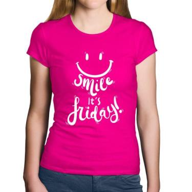 Imagem de Baby Look Algodão Smile, It's Friday! - Foca na Moda, Rosa, GG