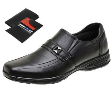 Imagem de Sapato Social Masculino Couro Legítimo 5040 + Carteira - Gmm Shoes, Pr