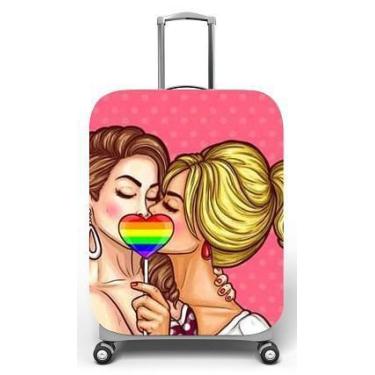 Imagem de Capa para mala de viagem G, medidas max C48x A75 x P29cm Estampa LGBT 