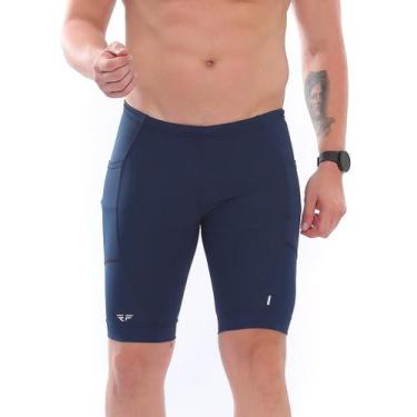 Imagem de Bermuda De Compressão Race Com Bolso Corrida Azul Marinho - ElementFit