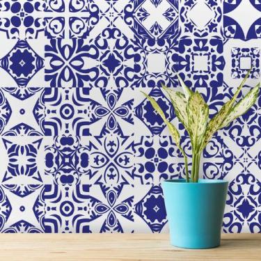 Imagem de Adesivo de Azulejo Hidráulico Azul Del Rey 15x15 cm 36un - Quartinhos