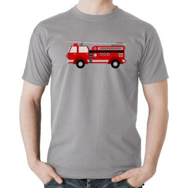 Imagem de Camiseta Algodão Caminhão de Bombeiro - Foca na Moda, Cinza, P