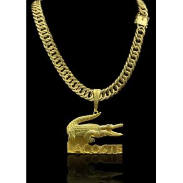 Imagem de Corrente Grumet 15mm Moeda antiga+ pingente Crocodilo - Lobin jóias