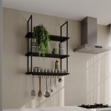 Imagem de Prateleira Decorativa Londres 80 Cm Preto - NEW GREEN, PRETO