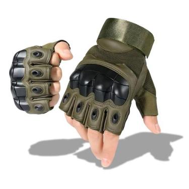 Imagem de Luva Meio Dedo Motoqueiro Tática Militar Ciclismo - Rpires, Verde