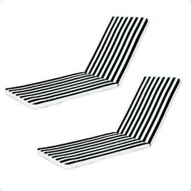 Imagem de 2 Almofada Colchonete Espreguiçadeira Listrada Branca Preto - 123 Orga
