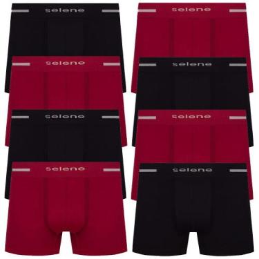 Imagem de Kit 8 Cueca Box Boxer Microfibra  Selene Original Masculina, Preta com