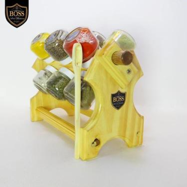 Imagem de Porta Temperos Organizadores Giratório de Madeira 12 potes - Boss Arte