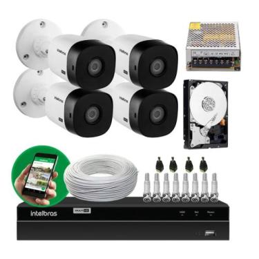 Imagem de Kit Cftv 4 Câmeras Multi Hd 720p 1mp Dvr Intelbras Mhdx 1104