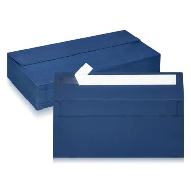 Imagem de LIKAJON Pacote com 50 envelopes de negócios #10, envelopes padrão azul marinho autovedação, envelopes de correspondência tamanho carta para cheques, cartas, notas fiscais, declarações de aniversário,