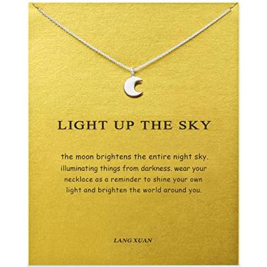 Imagem de LANG XUAN Colar com pingente de bússola e mensagem Sol da Amizade Boa Sorte Elefante Estrela do Mar Colar de Corrente com Cartão Presente, Metal