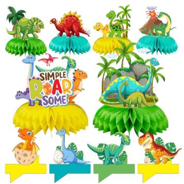 Imagem de Jamonxi Dinosaur Birthday Decorations For 4-8 Year Old Boy And Girl, Baby Shower Center Pieces Cute Decoration For Table, Colorful Dinosaur Party Favors For Kids 1-3 Easy Assembly Stable Standing