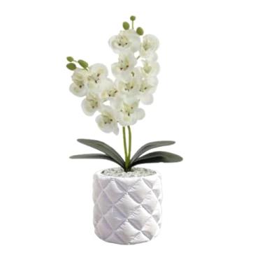 Imagem de Vaso Decorativo com Orquídea Artificial 30cm Premium (Vaso Branco/Orquidea branco)