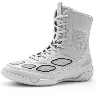 Imagem de Tênis de luta livre masculino para boxe, fitness, cano alto, botas de luta livre, Prata, 42