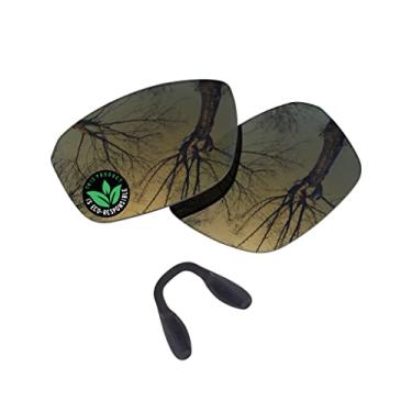 Imagem de Raydi Lentes de reposição de policarbonato e protetores de nariz para óculos de sol retangulares Oakley Split Shot OO9416 - Bronze Dourado espelhado - Polarizado