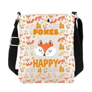 Imagem de Presentes raposas para amantes de raposa, bolsa tiracolo raposa Make Me Happy Gift Fox Sling Cross Body Bucket Bag com alça de ombro, Bolsa Foxes C