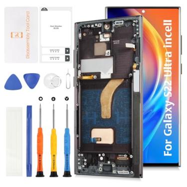 Imagem de Olivechard Tela de reposição InCell S22 Ultra Display (sem função de impressão digital) com moldura preta Phantom para Samsung Galaxy S22 Ultra SM-S908B/U/U1/W Montagem digitalizador de tela LCD
